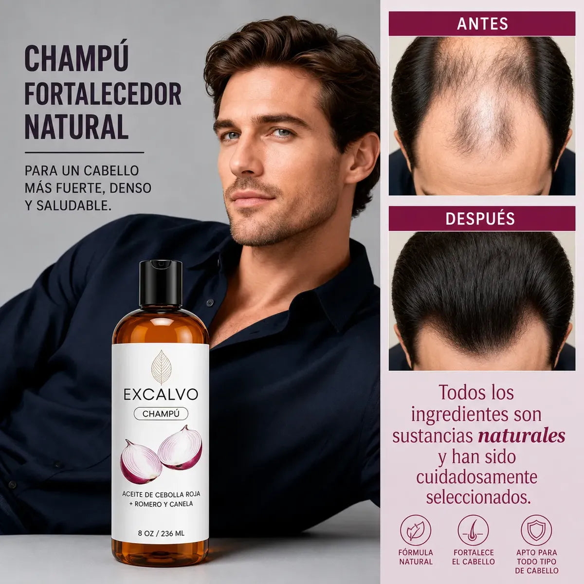 Frena la caída desde la raíz con Excalvo Shampoo USA